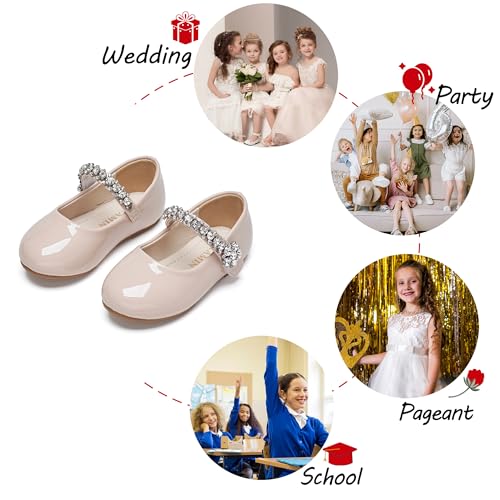 Image of PHIRAMIN Toddler Flower Girl Glitter Dress Shoes Little Girl Ballet Flats Bow Wedding Party