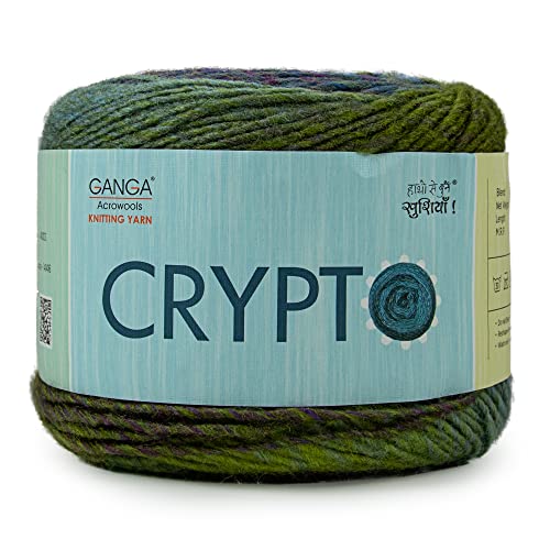Image of Ganga Acrowools Crypto -100% Acrylic Yarn, Hand Knitting and Crochet Yarn, Pack of 2 Balls - 100Gm Each. Shade No - Ptt2541, Multicolour