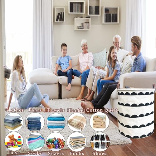 Image of Waterproof Laundry Hamper Collapsible Laundry Basket Leather Handle Laundry Bag Large Clothes Storage Toy Organization for Bathroom Bedroom Laundryroom College Dorms (Hege-003)