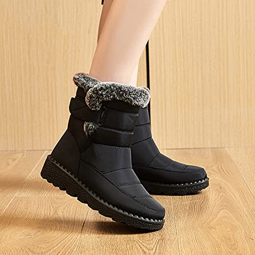 Womens Winter Snow Boots with Warm Fur Lined Comfortable Non Slip Ankle Booties Outdoor Waterproof Walking Boots2