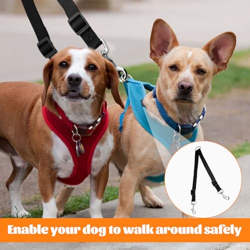 Double Ended Lead for Dogs,1 Pcs Double Lead for 2 Dogs,Adjustable Double Dog Lead,Double Ended Dog Lead for Harness,Black Double Clip Dog Lead for Harness and Collar - Image 6