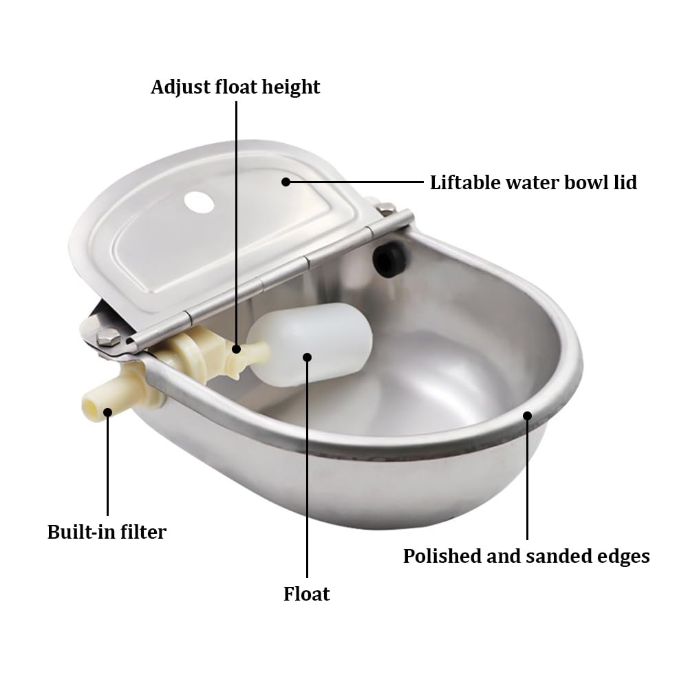Fuente de agua potable automática para perros de acero inoxidable 304 tipo flotador para ganado, equipo automático de agua potable
