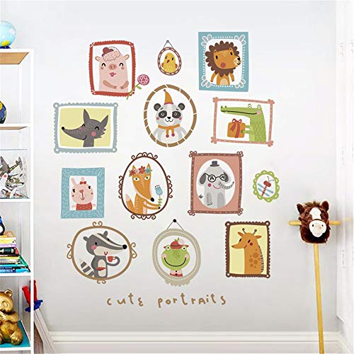 Dtcrzjxh Pvc Lindo Animal De Dibujos Animados Retrato Pegatinas De Pared Para Habitaciones De Niños Niño Bebé Tatuajes De Pared Diy Autoadhesivo Mural Decoración Para El Hogar 60X90 Cm