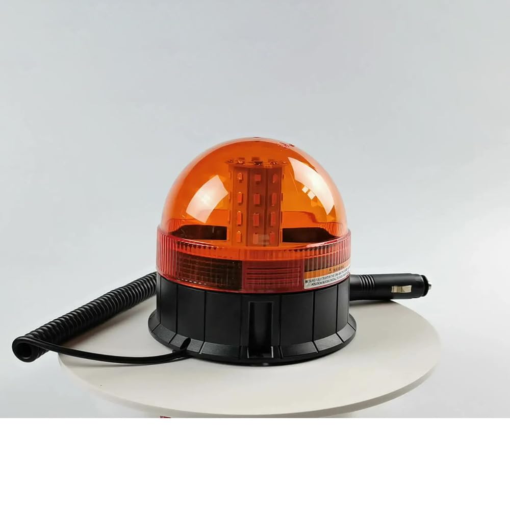 40 LED Rotativo Tractor Led Iman 12V 24V Pirulos Led Rotativo Tractor Luz de Emergencia Ámbar con Magnética 7 Modos, Luz Rotativa con Cable para Vehículos Agrícolas (Con base magnética)
