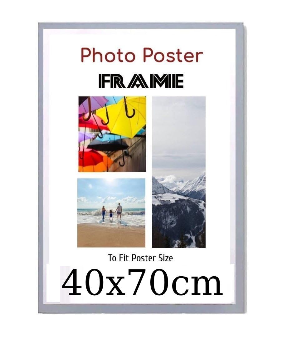 Light Grey 40 x 70 cm Poster Frames - Large MDF Wooden Frames 70x40 cm - Both Ways Wall Hanging Wall Gallery Living Room Photo Picture Frame With Shatterproof Perspex Sheet