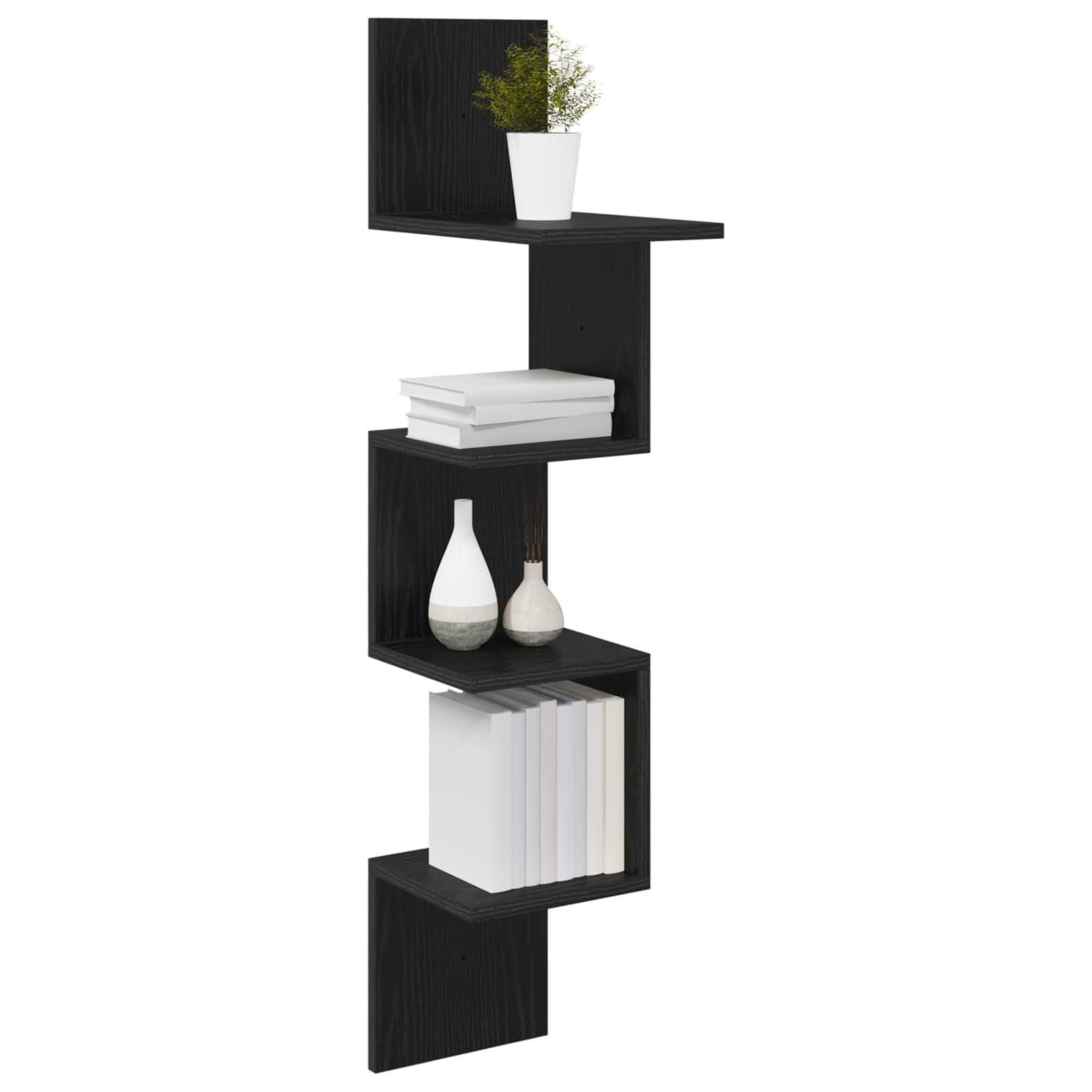 Wandregal Schwarze Eiche aus Holzwerkstoff 32 x 21 x 107 cm schweberegal Wandhalterung für Bücher Deko und Organizer, platzsparende Aufbewahrung für Flur Büro