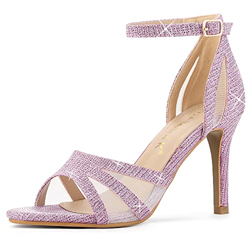 Image of Allegra K Women's Glitter Ankle Strap Stiletto Heels Sandals