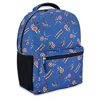 Marvel Comics Captain America School Backpack - Avengers, Spiderman, Thor, Iron Man, Hulk - Officially Licenced Bookbag for Boys & Girls (Captain America Blue)