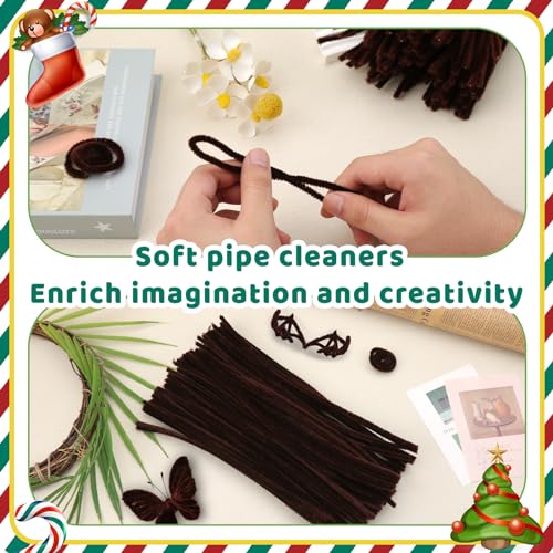 Image of Hssugi Pipe Cleaners, 100PCS Dark Brown Pipe Cleaners Craft Supplies | Pipe Cleaners Bulk Fuzzy Sticks for DIY Art and Craft Projects Home Decoration