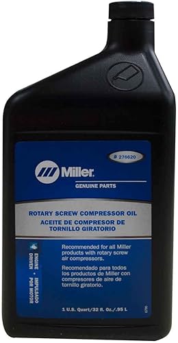 Miller 276620 Aceite, tornillo giratorio para compresor de aire, sintético, paquete de 12