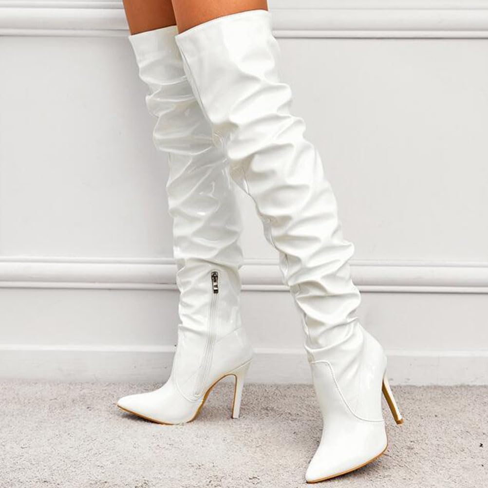 Botas Mujer Altas Invierno Elástico Vintage Boots de Nieve Casual