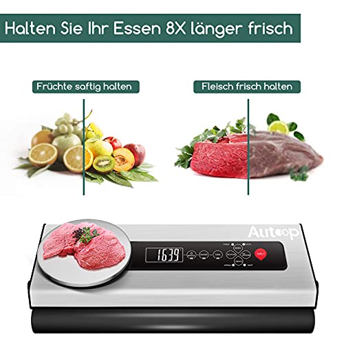 Autoop Vakuumiergerät mit Küchenwaage, Vakuumierer 80 Kpa für trockenes Lebensmittel und Feuchtes,8x Frische Länger… – Bild 3
