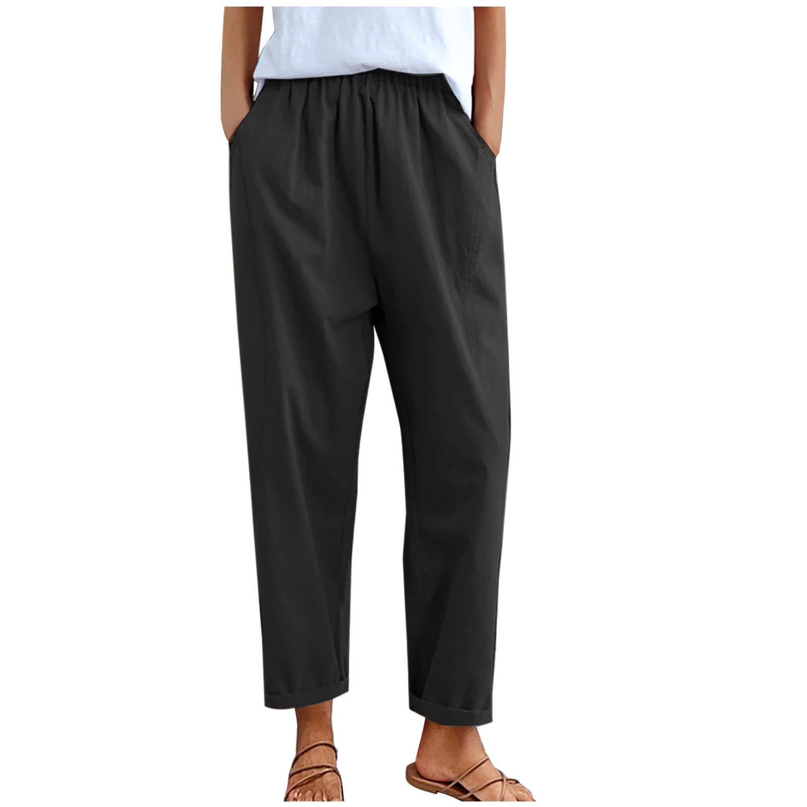 High Waisted Stretchy Pencil Pants for Women Casual Summer Baggy Comfy Trousers Long Length Slim Fit Quick Dry