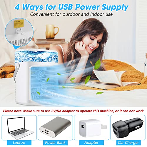 Portable Air Conditioner Jibeufi 4-In-1 Evaporative Air Cooler 3 Speeds 7 Colorful Light Timing Function Cool Mist Personal Small Mini Desktop Air Cooling Fan For Bedroom Office Home Camping #TOP4
