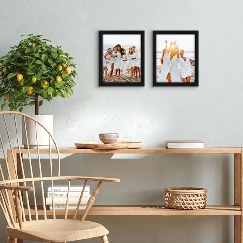 Image of Americanflat 8x10 Picture Frame with Shatter-Resistant Glass - Set of 2 - Signature Collection - Gallery-Style Frames Made of Engineered Wood - Picture Frames for Tabletop and Wall Display - Black