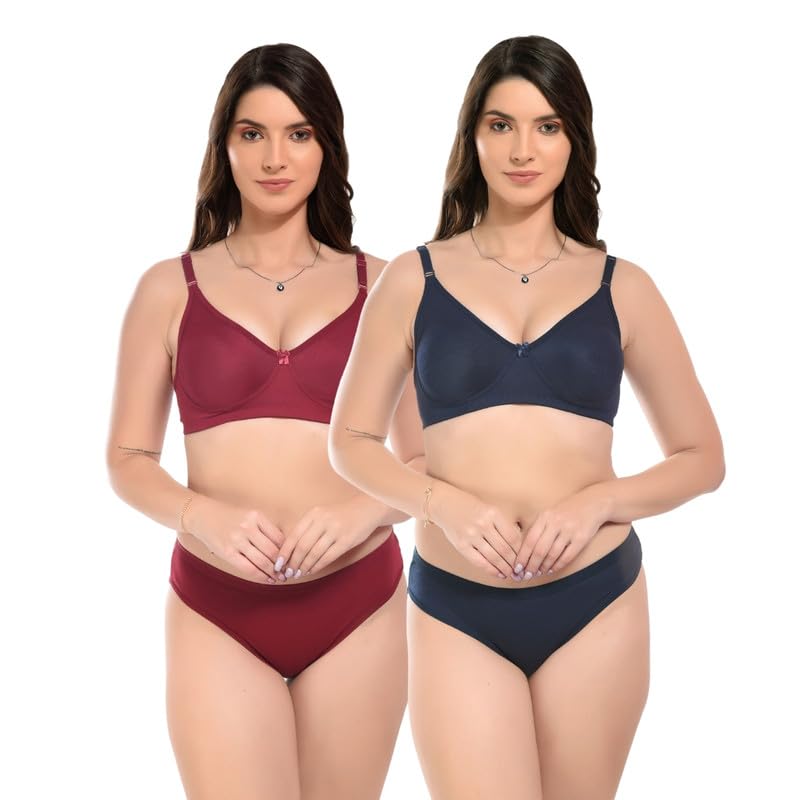 karly Women's Full Coverage Cotton Blend Non-Padded Bra and Panty Set | Honeymoon Valentine Dress Sexy Lingerie Set | Women Bikni Set | Innerwear Lingerie Set (Set of 2)-picture-28