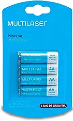 Pilhas AA Recarregáveis Multilaser 2500 mah 4 Unidades 1.2V