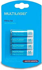 Pilhas AA Recarregáveis Multilaser 2500 mah 4 Unidades 1.2V