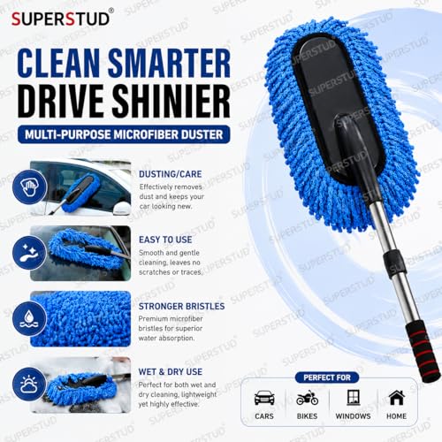 Image of 6Pcs-Car Cleaning Kit Car Accessories 2026 | Car Duster Microfiber Brush | Bag-1 |1 Dustbin | 1 Microfiber Cloth | 2 Interior Cleaning Brush (6)