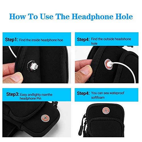 Image of Universal Running Water Resistant Washable Mobile Holder Arm Band for Fitness Gym Outdoor Sports for All Smart Phones (Deep Black)