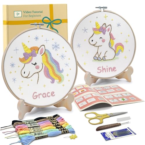 Kit de démarrage broderie licorne Bradove, cadeau créatif complet