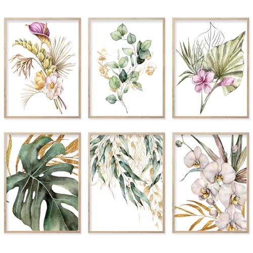HoozGee Boho Botanical Wall Art Prints Plant...