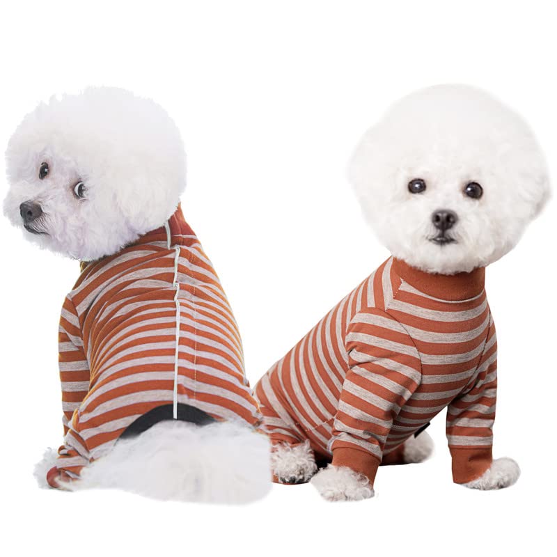 Image of Dog Surgery Recovery Suit for Small Dogs, 4-Legged Dog Onesie After Surgery with Back Snaps, Breathable Cotton Spay and Neuter Bodysuit for Female and Male Dogs
