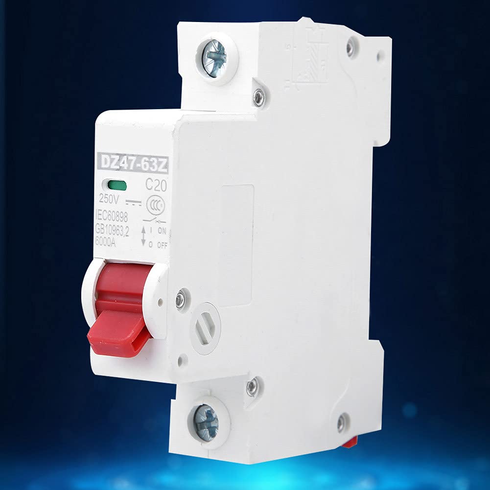 12 sztuk DZ47-63Z DC250V 1P MCB, miniaturowy wyłącznik nadprądowy do systemów fotowoltaicznych, przełącznik powietrza prądu stałego ze srebrnymi stykami i montażem szynowym (20A)