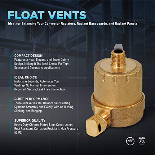 Image of Midline Valve S1546-OM Radiator Steam Air Float Vent; Heat Regulator Valve; Angle Mount; 1 /8 in. NPT; Chrome Plated Steel