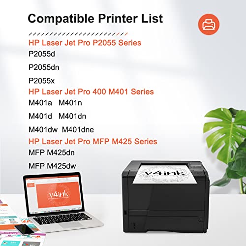 V4Ink 4Pk Compatible Toner Cartridge Replacement For Hp 80X Cf280X 80A Cf280A Toner Ink High Yield For Hp Pro 400 M401 M401A M401D M401Dn M401Dne M401Dw M401N Mfp M425Dn M425Dw Printer #TOP1