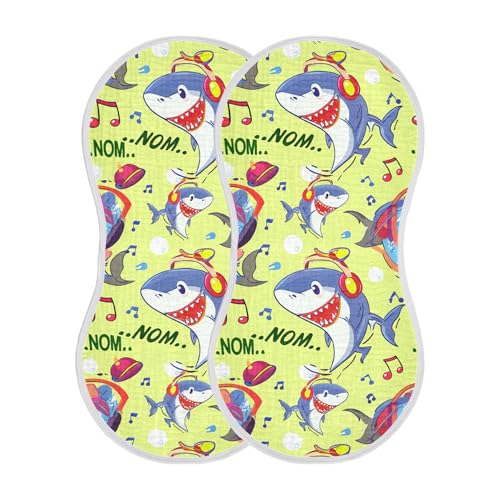 xigua Cartoon Sharks Baby Burp Cloths for Newborn Boys and Girls 1 Pack, Soft & Absorbent Cotton Baby Burp Cloth, Baby Washcloths, Newborn Towel, Burp Rags2