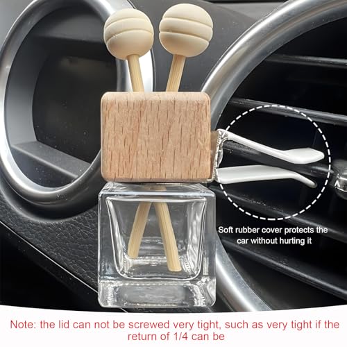 Image of KVAEY 2PCS Car Diffuser Air Freshener Bottle, Refillable Empty Glass Perfume Bottles with Vent Clip, Universal Essential Oil Diffuser for Most Vehicles, Interior Car Accessories (2PCS, Word)