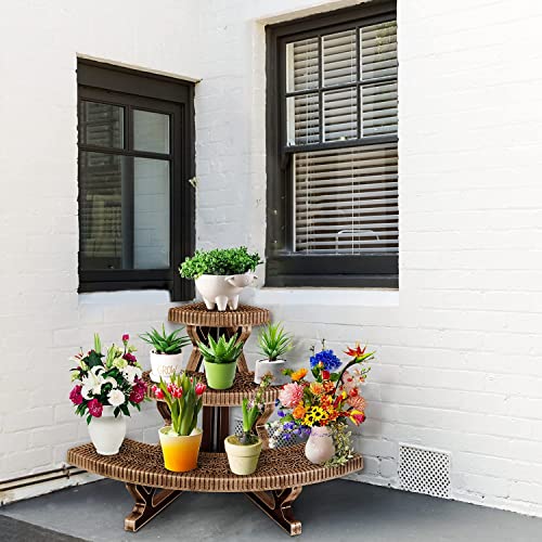 Mixxidea Plastic Plant Stand Indoor, Plant Shelf 3 Tier Stair Style Round (Bronze) #TOP7