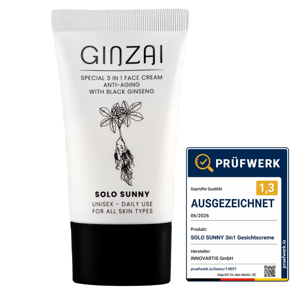 Solo SUNNY 3 w 1 krem na dzień z filtrem SPF 50+/PA+++, czarny koreański żeń-szeń, niacynamid i kwas hialuronowy, do wszystkich rodzajów skóry, 50 ml