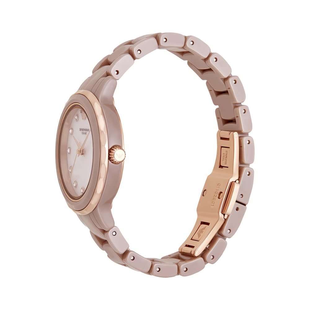 Emporio Armani AR70018 damski beżowy ceramiczny zegarek 32 mm