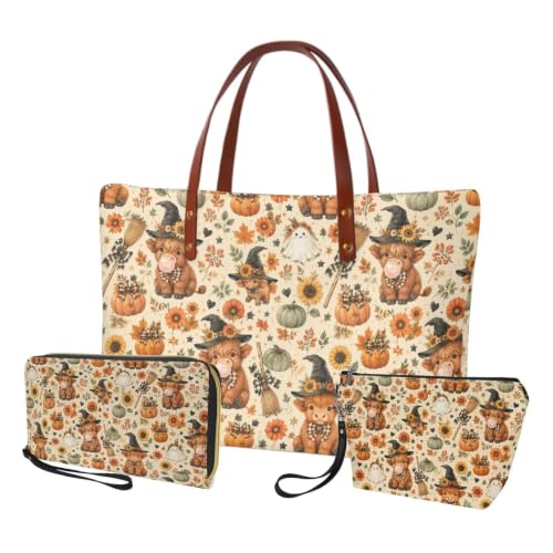 Image of Top Handle Purse for Women, Large Tote Handbag With PU Wallet Set, Gift for Mom