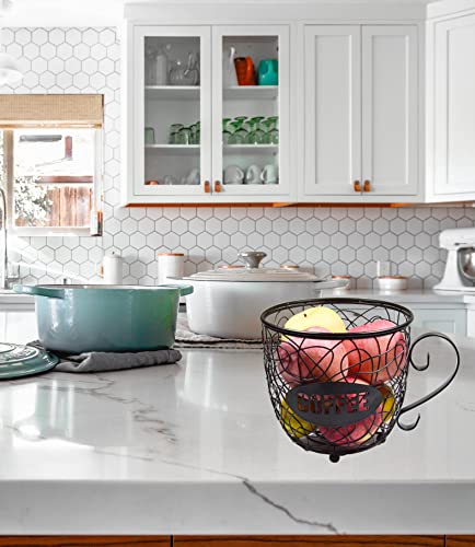 Coffee Pod Holder Large Capacity K Cup Holder, Multiuse Coffee Station Organizer, Espresso Capsule Storage, Wire Basket For Food For Coffee Bar Counter, Black #TOP2