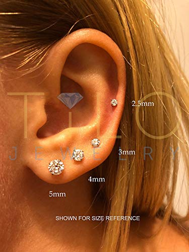 10k Yellow Gold Solitaire Round Cubic Zirconia Stud Earrings in Secure Screw-backs3