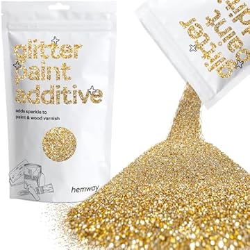 Hemway Glitter Paint Additive - Gold Silver | 100g Metallic Flakes for Adding Sparkle to Paints & Wood Varnish | Add to Emulsion, Acrylic & Latex for Indoor Sparkly Walls