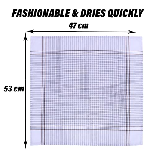 Image of Kuber Industries Handkerchiefs | Soft Cotton | Hankies for Mans | Hankies for Boys | Lining Check | Rumal for Mans | Boys | Wicking Sweat | Set of 24 | White