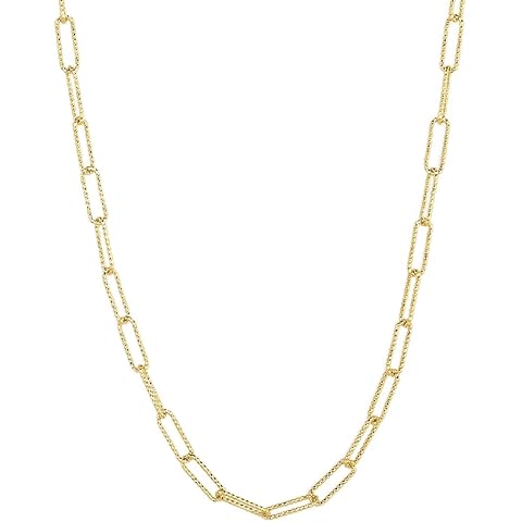 gorjana - Crew Link Necklace 18 1/4 inches - 18k Gold Plated Brass - Elegant Textured Design - Layering with Chains - Versatile and Easy to Wear, Push Hinge Closure
