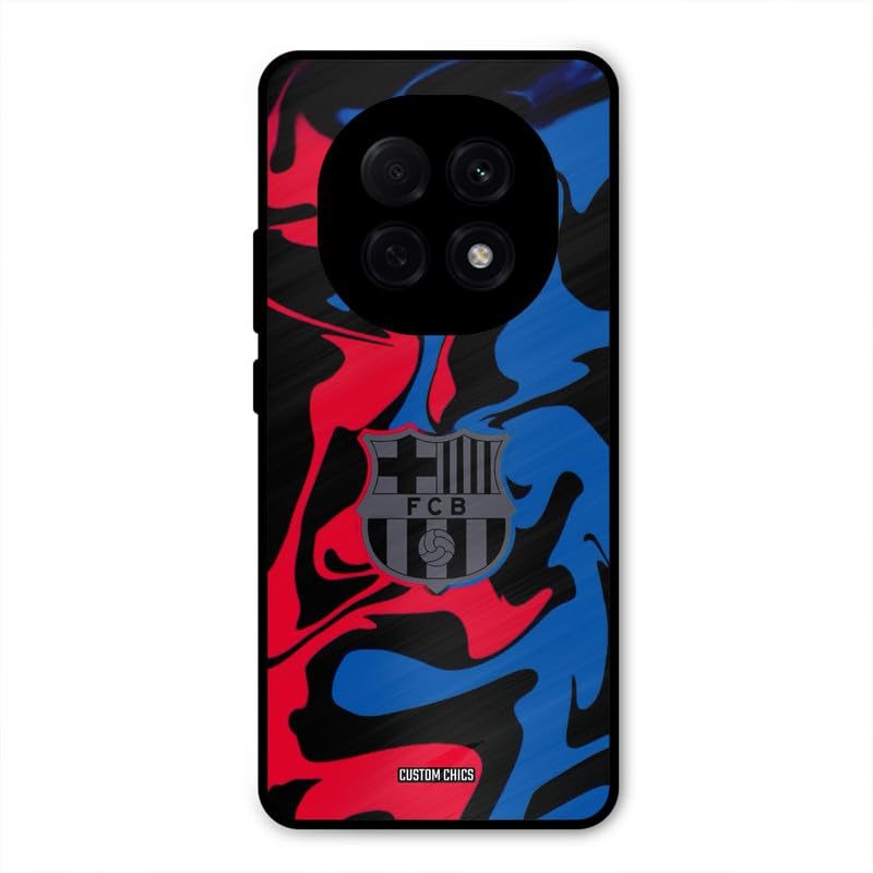 Image of PrintShield FC Barcelona Comic Back Cover for Oppo F29 Pro, Shockproof Printed Phone Case with Soft TPU Sides & Anti-Slip Grip