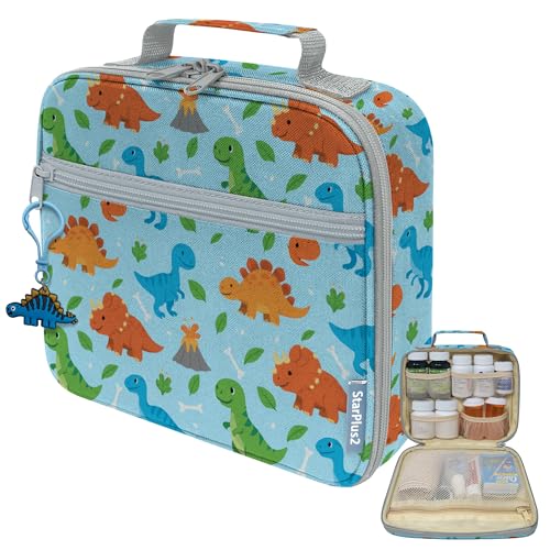 StarPlus2 Medium Travel Pill Bottle Organizer Child Medicine Bag with Zipper Toy Carrier for Kids Medications and Medical Supplies - Dinosaurs