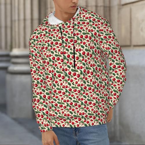 Sweat à capuche hommes imprimé cerises noir léger taille 4XL