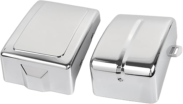 1 Pair Chrome Battery Box Side Fairing Covers for Harley Dyna Wide Super Glide Switchback Street Fat Bob FXDB FXD FXDWG FXDL 2006-2017