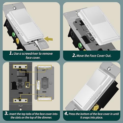 Image of TOPGREENER Kalide Dimmer Paddle Light Switch, LED Slide Dimmer Switch, Full Range Dimming, Single Pole /3-Way, Dimmable 300W LED /CFL Lights, Neutral Wire Not Required, Wall Plate Included, White,1 Pack