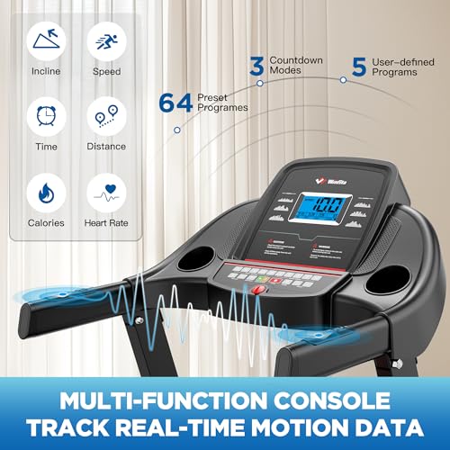 Image of Incline Treadmill for Home,300lbs Weight Capacity Folding Treadmill with 0-15% Auto Incline,4.0HP, 10 MPH Speed,18'' Wide Belt, APP,Heart Rate, BMI Calculation
