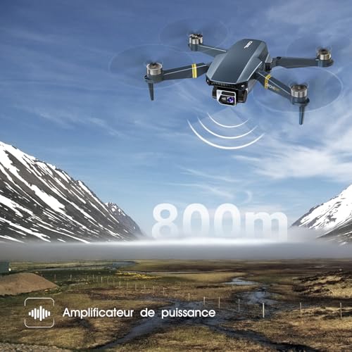 Drone avec camera 4K HD pour débutants - Portée 800 mètres, 60+ min de vol, Moteur brushless, Auto Hover, Auto Follow, WiFi FPV, pliable (3 batteries) – Image 4
