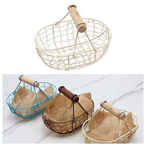 LOVIVER Cesta de Pão de Ferro Durável Cesta de Armazenamento de Metal Antigo Recipiente de Comida, C