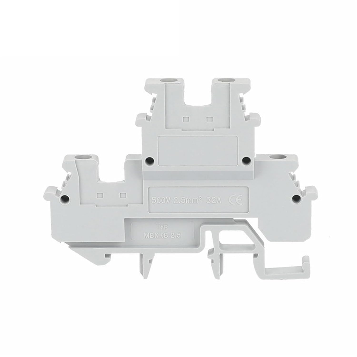 MBKKB 2.5 Double Level Screw Terminal Block 4-Conductors 2.5mm Universal Wire Connector Din Rail Terminals MBKKB2.5(Gray,10 Pcs)